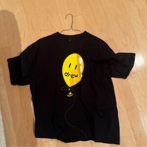 Drew house Black T-Shirt with Yellow Balloon Design